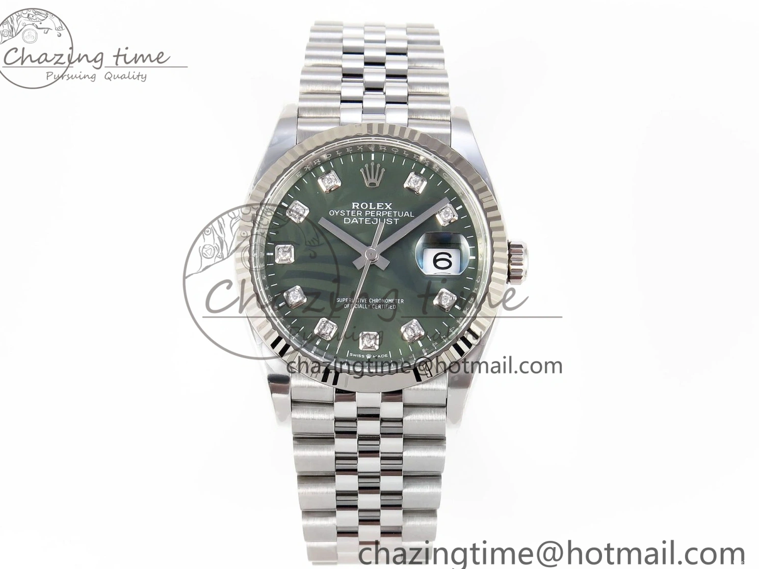 MiroTime 0224 RelaxedFit DateJust 36 126234 Clean 1:1 Best Edition 904L Steel Green Leaf Diamonds Dial on Jubilee Bracelet VR 1975